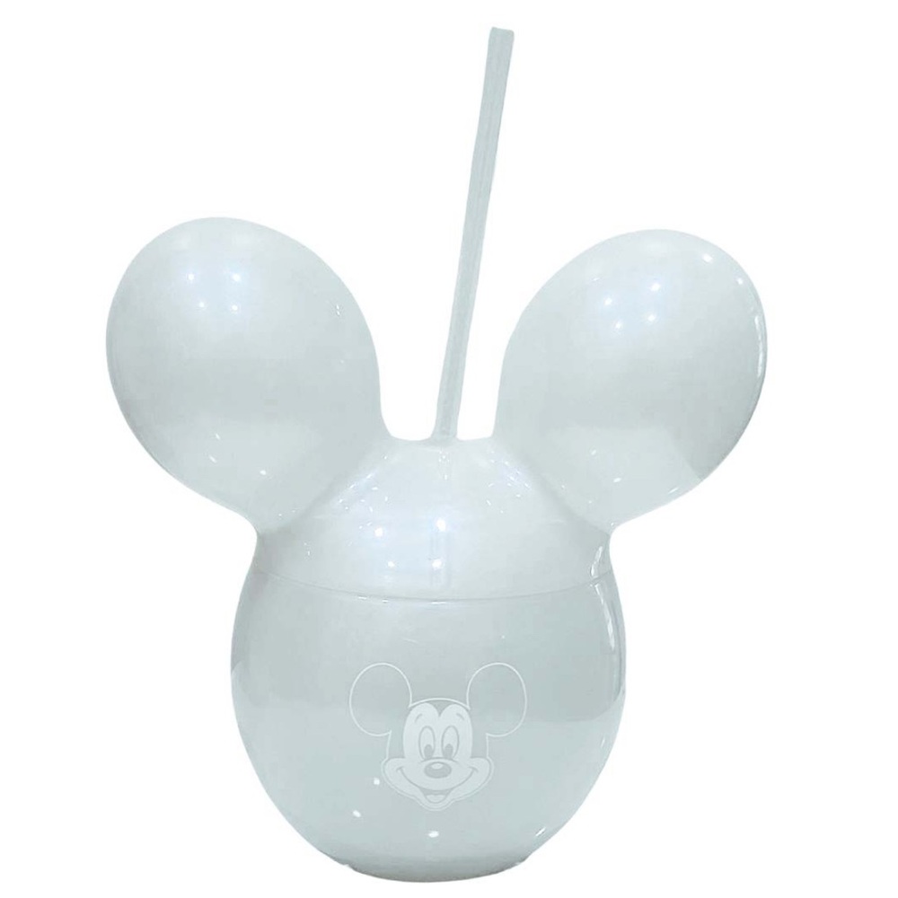 White Mickey Mouse Ear Cup with Straw